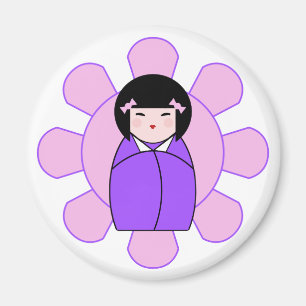 Lila Kokeshi Puppe Magnet