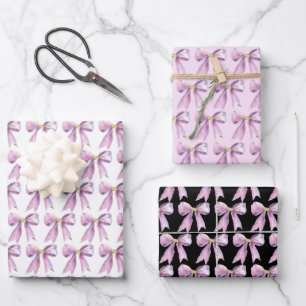 Lila Koketten-Schleife Geschenkpapier Set