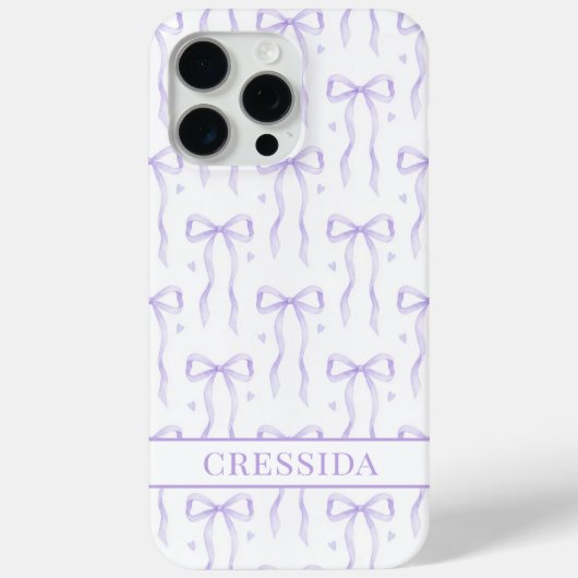 Lila Koketten Schleifen Monogramm Case-Mate iPhone Hülle (Rückseite)