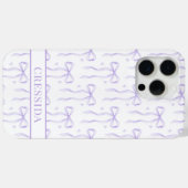 Lila Koketten Schleifen Monogramm Case-Mate iPhone Hülle (Rückseite (Horizontal))