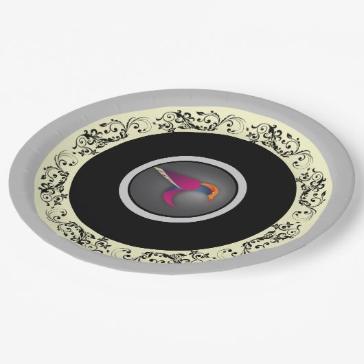 lila Kolibri geblüht Pappteller (Schrägansicht)