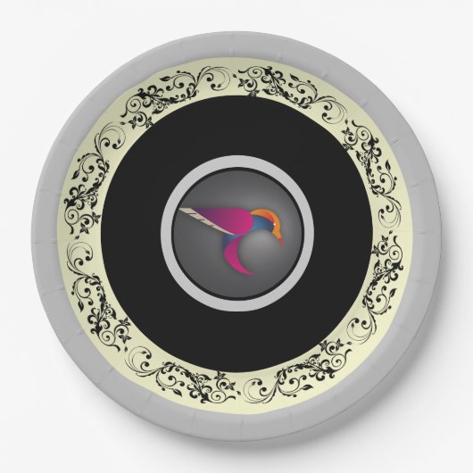 lila Kolibri geblüht Pappteller (Vorderseite)