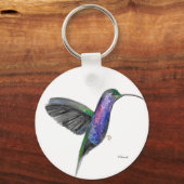 Lila Kolibris-Aquarellvögel lila Schlüsselanhänger (Vorderseite)