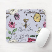 Lila Königin Bee Royal Crown Floral Muster Mousepad (Mit Mouse)