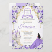 Lila Königliche Prinzessin Gold & Lavender Quincea Einladung (Vorne/Hinten)