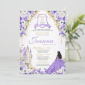 Lila Königliche Prinzessin Gold & Lavender Quincea Einladung (Stehend Vorderseite)