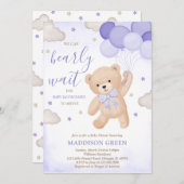 Lila können wir Babydusche frühzeitig abwarten Einladung (Vorne/Hinten)