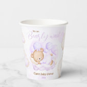 Lila können wir Babyduschpapiertaschen frühzeitig Pappbecher (Rückseite)