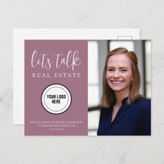 Lila Kontakt Info Foto Real Anwesen Postkarte (Vorne/Hinten)