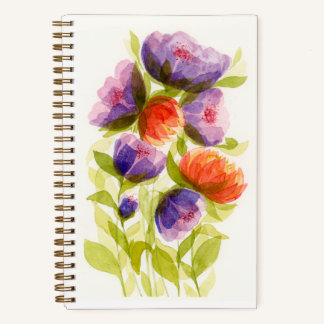 Lila Korallen-Aquarell-Botanik Notizblock