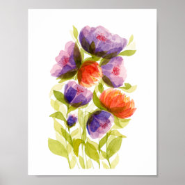 Lila Korallen-Aquarell-Botanik  Poster