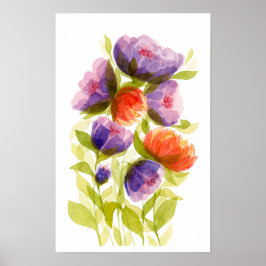 Lila Korallen-Aquarell-Botanik Poster