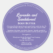 Lila Kosmetika - Marke mit Zutaten Runder Aufkleber (Vorderseite)