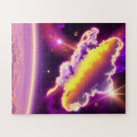Lila, kosmisch gelbe Wolke Zap Atmosphärischer Pla Puzzle (Horizontal)