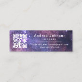 Lila kosmische Galaxie folgen QR-Code der Social M Mini Visitenkarte (Rückseite)
