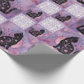 Lila Kosmische Katzen Muster Geschenkpapier (Ecke)