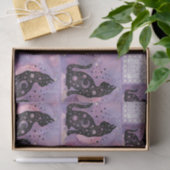 Lila Kosmische Katzen Muster Seidenpapier (Geschenk)