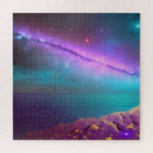 Lila kosmischer Komet fliegt über den Himmel Puzzle