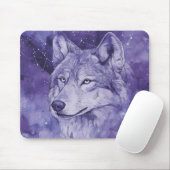 Lila Kosmischer Wolf Wasserfarbe Mousepad (Mit Mouse)