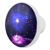 Lila kosmischer Zen Crystal Lotus Blume Stars Keramikknauf (Rechts)