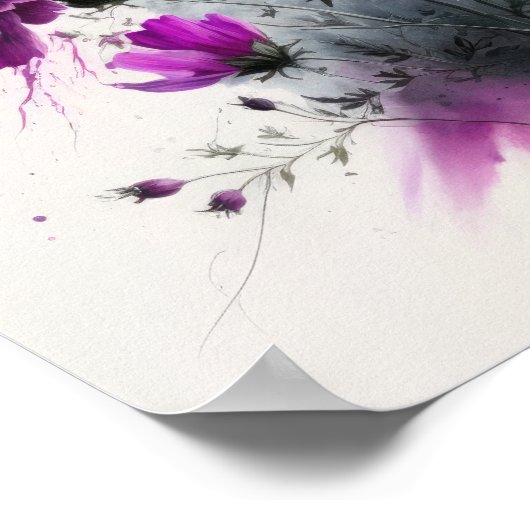 Lila Kosmos-Blume Art Print Poster (Ecke)