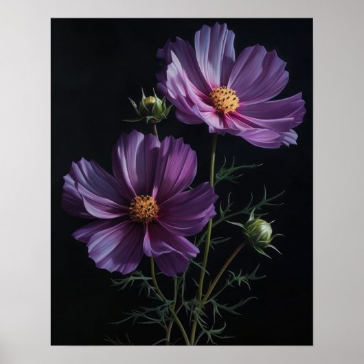 Lila Kosmos-Blume Art Print Poster (Vorne)