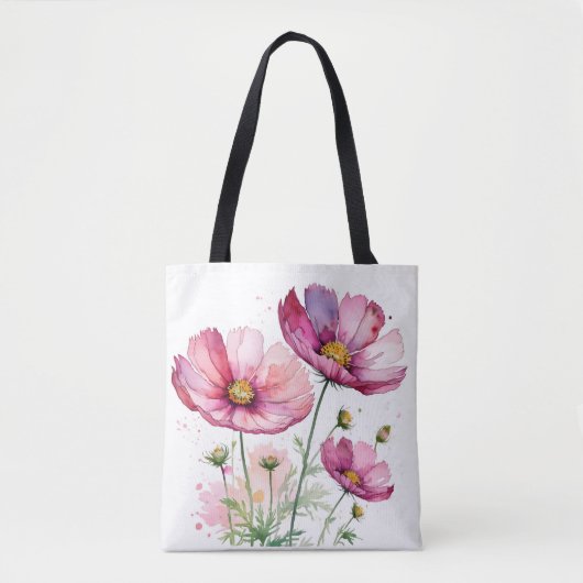 Lila Kosmos-Blume Tasche (Vorderseite)