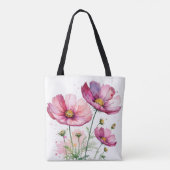 Lila Kosmos-Blume Tasche (Rückseite)