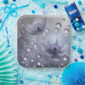 Lila Kosmos- und Taubtropfen Pappteller (Party)