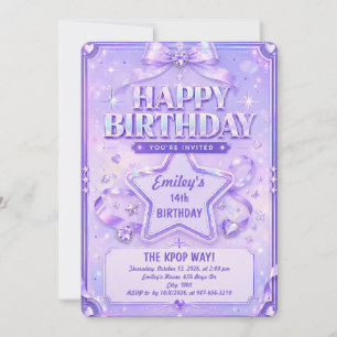 Lila Kpop-Star Happy Birthday-Party Einladung