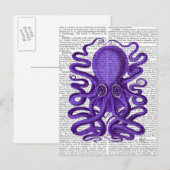 Lila Krake Postkarte (Vorne/Hinten)