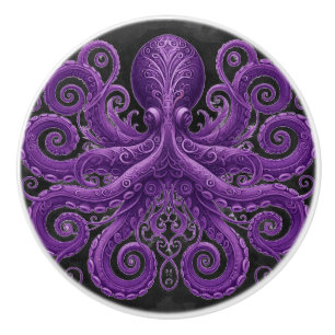 Lila Krake Victorian Steampunk Kraken Keramikknauf