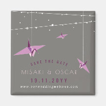 Lila Krane und Leuchtenlampen Save the Date