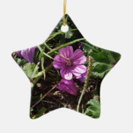 Lila Kranesbill Keramik Ornament