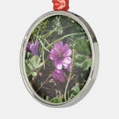 Lila Kranesbill Silbernes Ornament (Links)