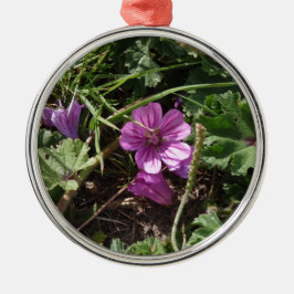 Lila Kranesbill Silbernes Ornament