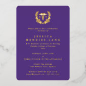 Lila Krankenschwester Caduceus+Laurel Wreath Folieneinladung (Vorderseite)