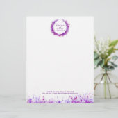 Lila Kränze moderne Aquarellschrift Briefbogen (Stehend Vorderseite)