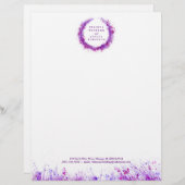 Lila Kränze moderne Aquarellschrift Briefbogen (Vorne/Hinten)