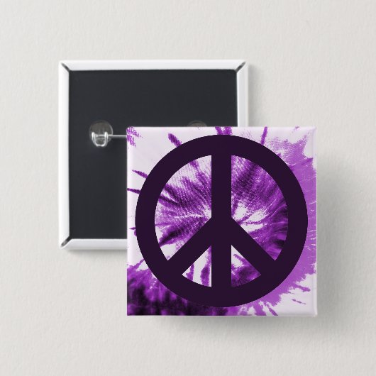 Lila Krawatte-Färbung mit Friedenszeichen Button (Vorne & Hinten)