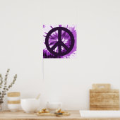 Lila Krawatte-Färbung mit Friedenszeichen Poster (Küche)