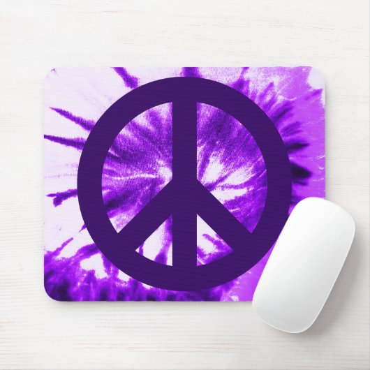 Lila Krawatte-gefärbtes Friedenssymbol Mousepad (Mit Mouse)