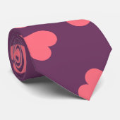 Lila Krawatte Rosa Herzen (Gerollt)