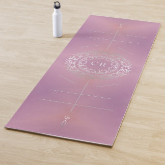 Lila Krawatte, Silver Floral Mandala, Ausrichtung Yogamatte