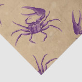 Lila Krebse auf Tan Decoupage Seidenpapier (Detail)