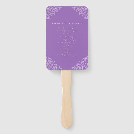 Lila Kreis von Blätter Monogramm Hochzeitsprogramm Fächer (Rückseite)