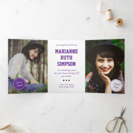 Lila Kreise 5-Foto-Abschluss Dreifach Gefaltete Einladung