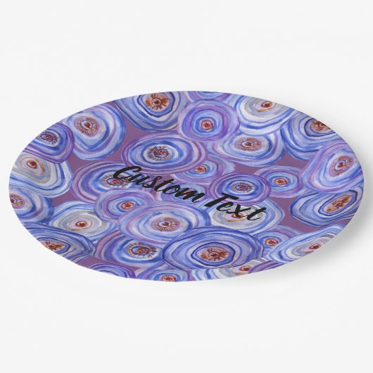 Lila Kreise Benutzerdefinierte Text-Papier-Teller Pappteller (Schrägansicht)