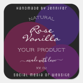 Lila Kreise der Augenmarkierung auf schwarzen Fläc Quadratischer Aufkleber