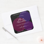 Lila Kreise der Augenmarkierung auf schwarzen Fläc Quadratischer Aufkleber (Umschlag)